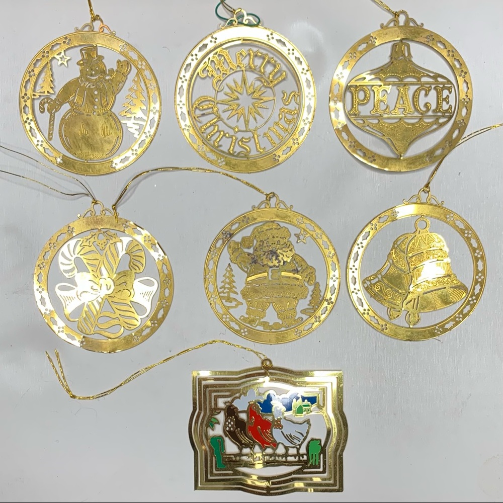 Vintage brass christmas lazer cut ornaments